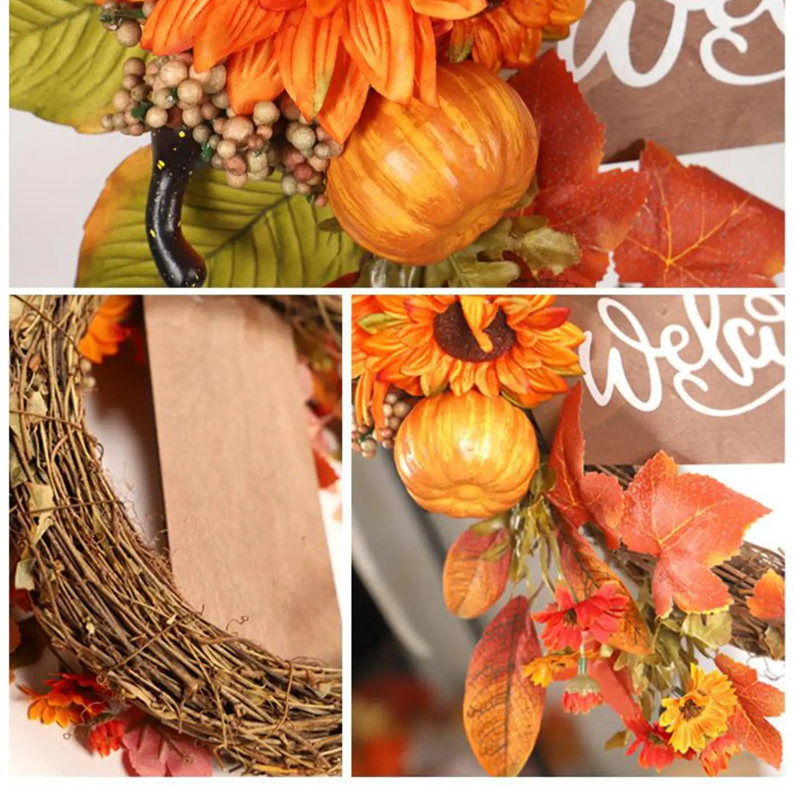 

Fall Wreath Outdoor Sunflower Pumpkin Maple Thanksgiving Ornament Thanksgiving Wreath Decor For Harvest Festival Office