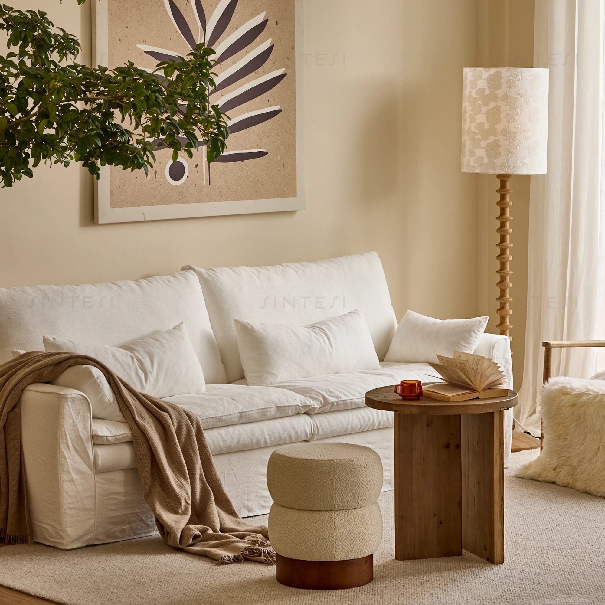 Scandinavian Modern Sectional Sofa Simple Boho Fabric Comfortable Home & Hotel Furniture Modular Set for Living Room