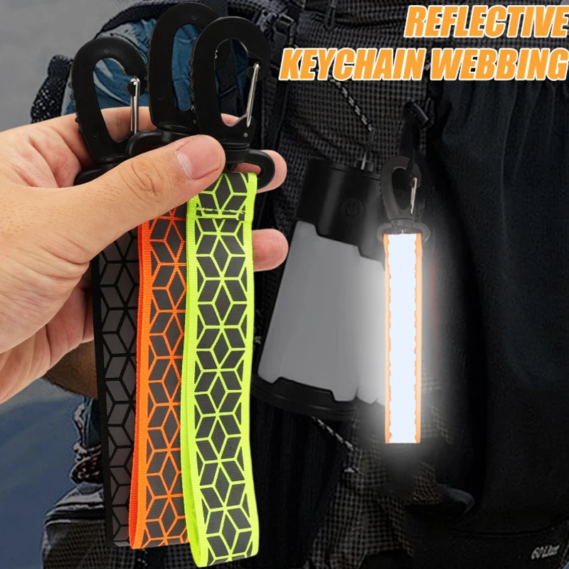 2 قطعة الأشرطة العاكسة قلادة المفاتيح للتخييم في الهواء الطلق ليلة تشغيل الدراجات على ظهره السلامة خفيفة الوزن مشرق Keyrings #4