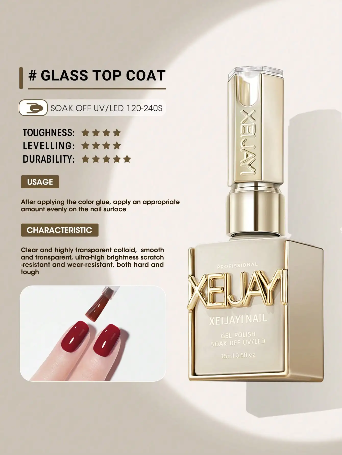 Juego de esmalte de Gel profesional sin Hema, Base y capa superior, acabado de brillo de vidrio de alto brillo y unión fuerte para uso en salón y hogar, 2 uds.