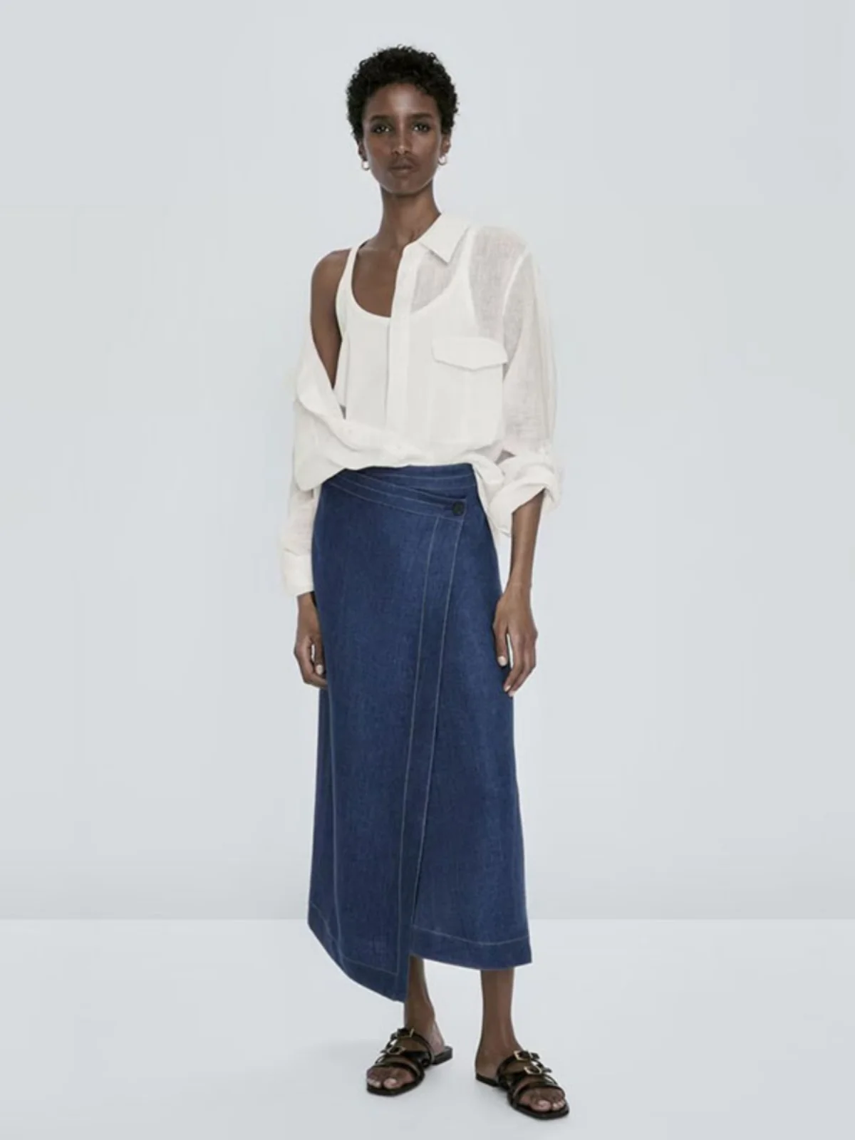 

High Waist A-Line Midi Slim Fit Denim Skirt New Arrival Spring Summer Women's Faion f-length Skirts Casual Commute Sle