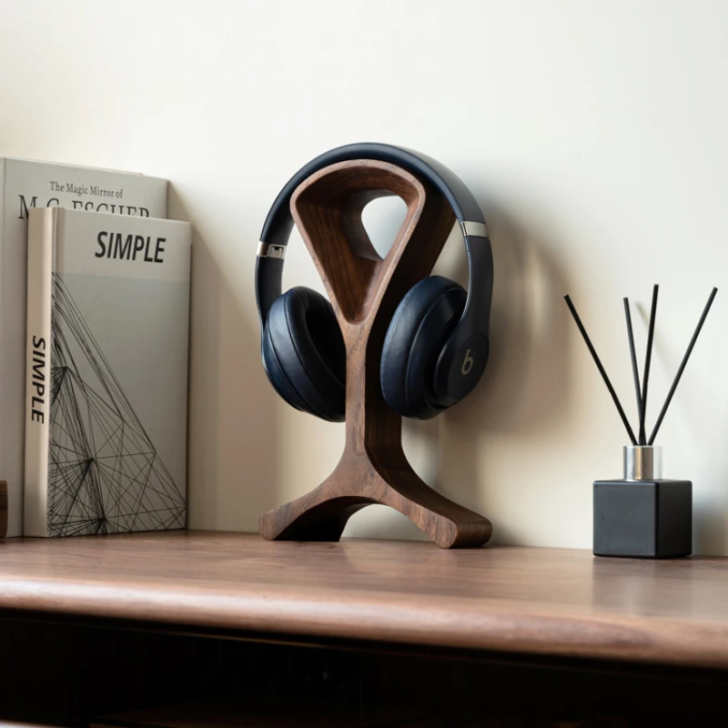 Solid wood headphone holder, black walnut earphone holder, wooden earphone holder, simple display rack, hanger.