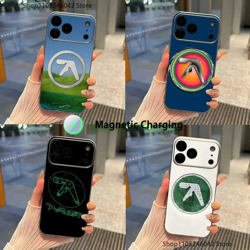 

Logo Art A-Aphex T-Twin Transparent gray Phone Case For iPhone 17,16,15,14,13,12,11,Pro,Max,Plus Magnetic Wireless Charging