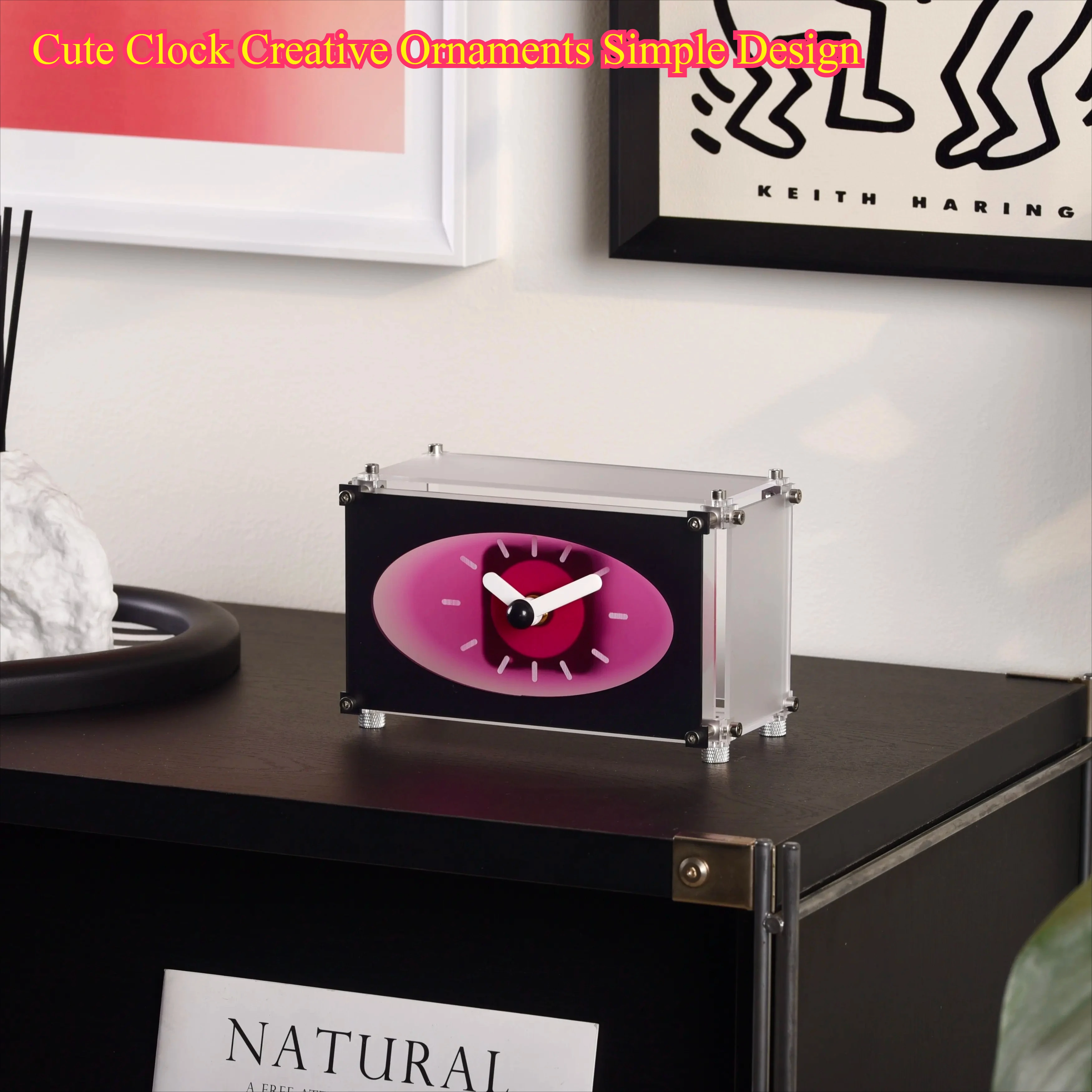 

Cute Clock Creative Ornaments Simple Design - Small Desk Clock Bedside Silent for Home Decoration Gift