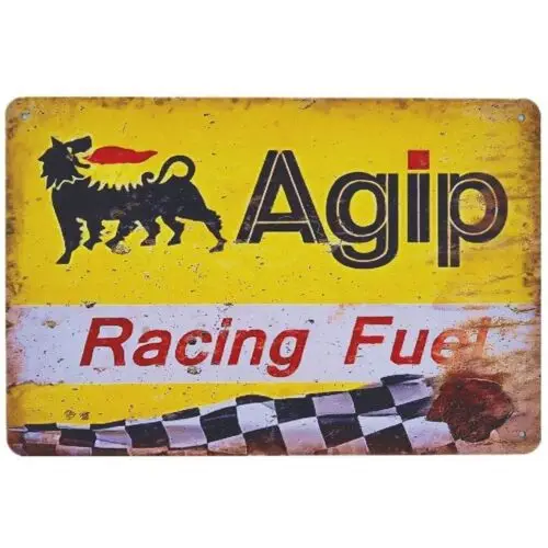 Agip Racing Fuel Tin Sign Vintage Gasoline Garage Man Cave Wall Art