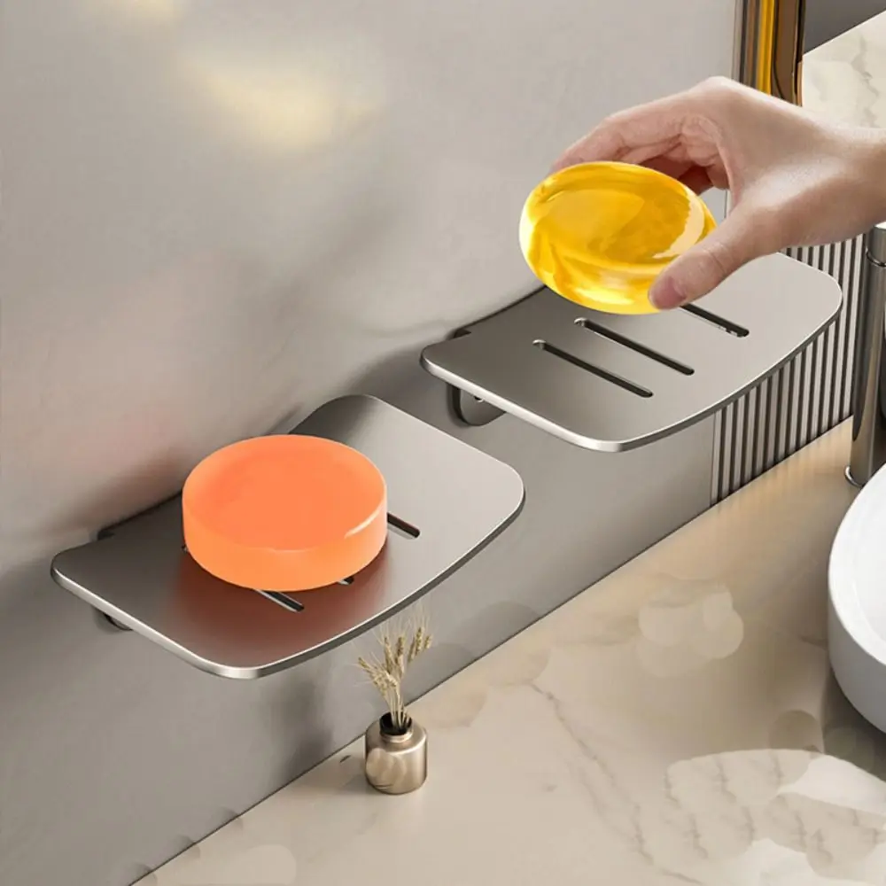 Durable Wall Mounted Soap Dish Metal Drainable Soap Box Storage Rack Bathroom Kitchen Sink Organizer