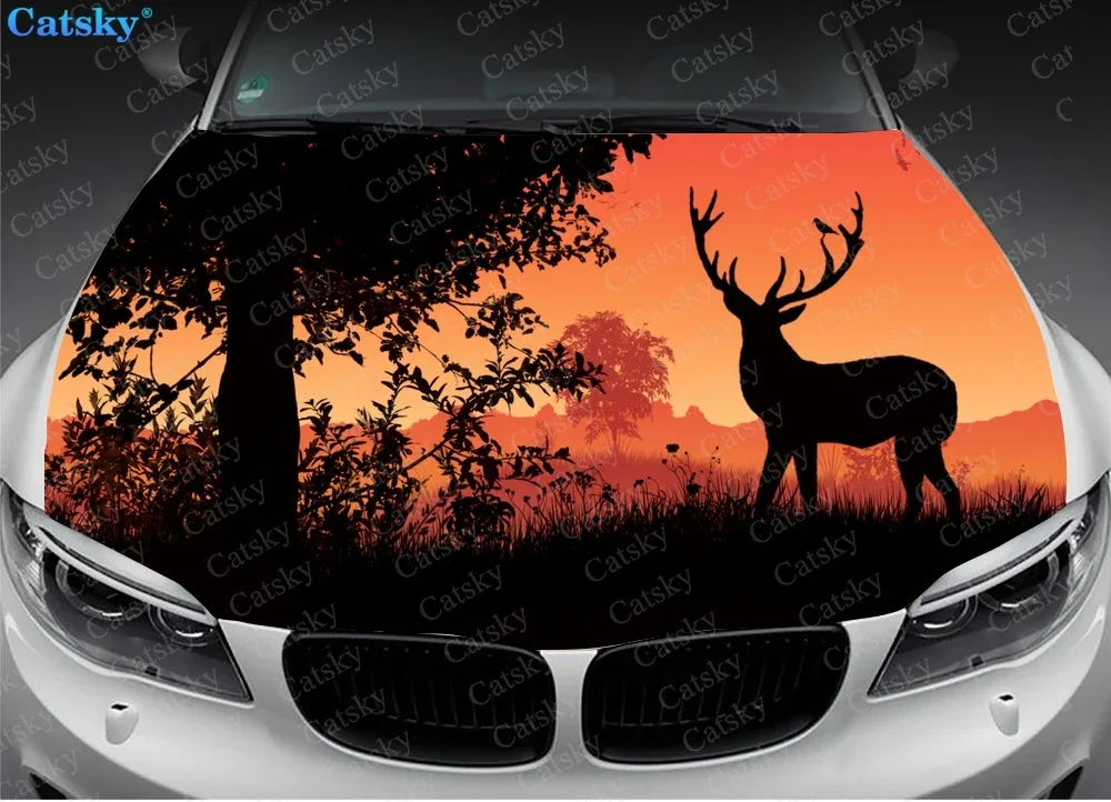 Animal Deers Car hood sticker painting self-adhesive universal car film modified hood protection decal