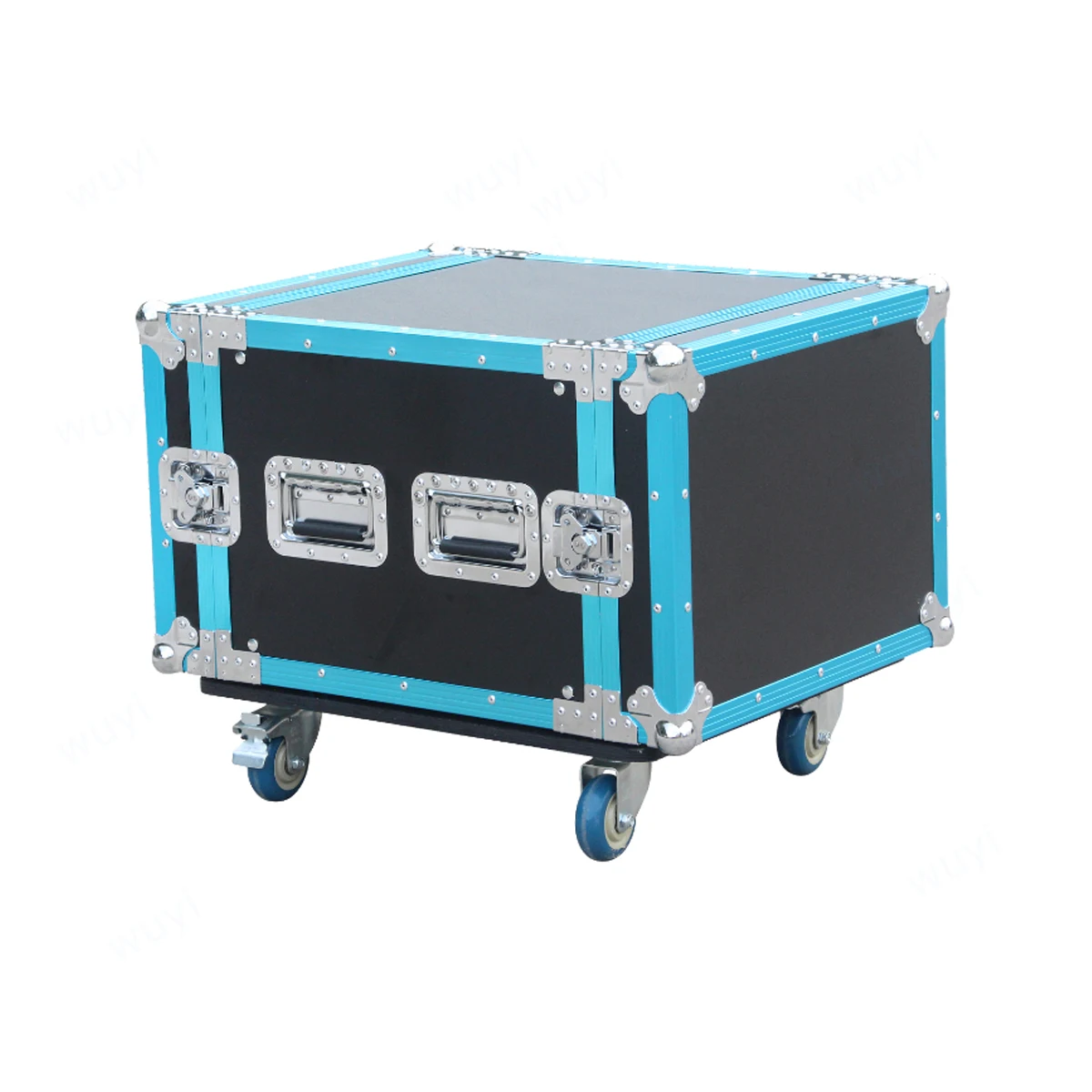 Imagem -03 - Voo à Prova de Choque com Rodas Gabinete de Microfone Caixa de Chassi de Liga de Alumínio Amplificador de Potência Tamanho Personalizado 8u 10u 12u Case de