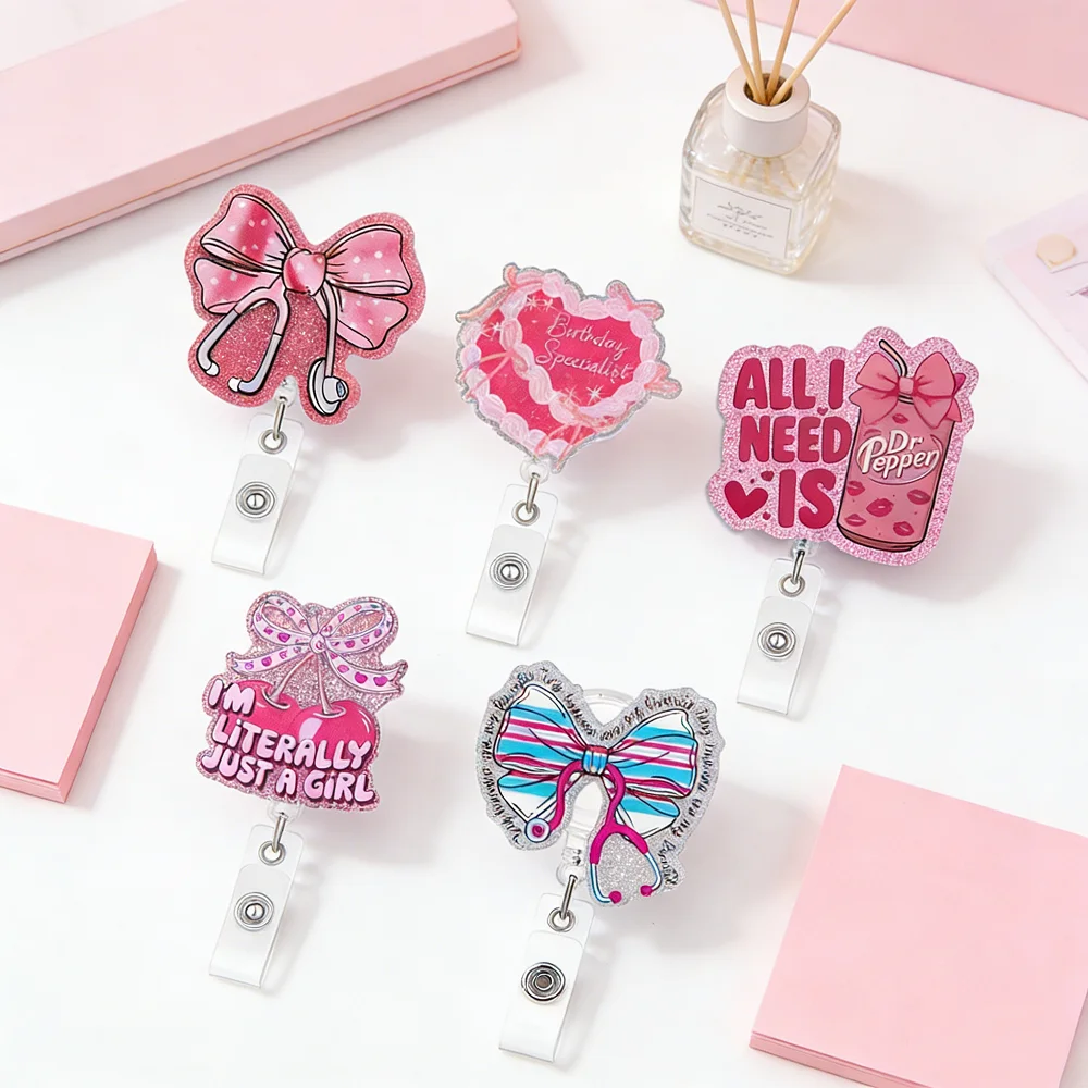 

Badge Holder Versatile Acrylic Badge Reel Bow Badge Holder Charming For Exhibitions School Id Display