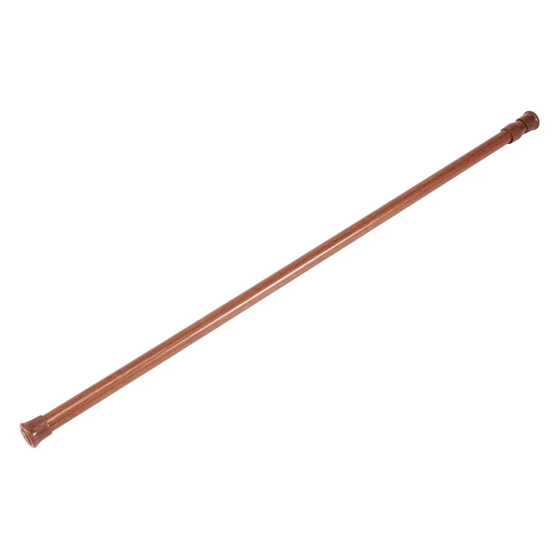 Extendable Telescopic Spring Loaded Curtain Rail Pole Rods 55-90Cm Wood Color Tension Net Voile