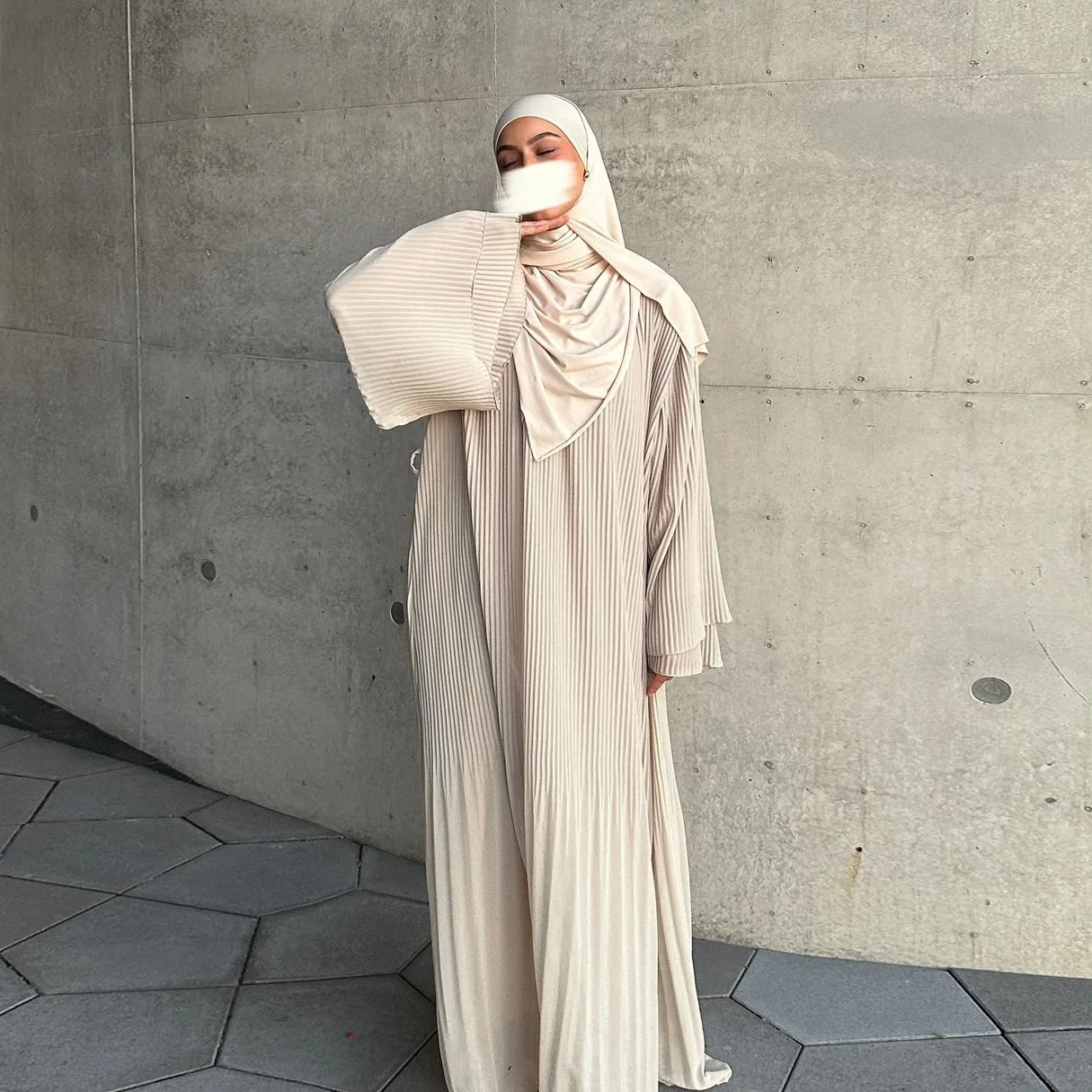 Eid Djellaba Abayas for Women Muslim Chiffon Pleated Dress Dubai Kaftan Arab Robe Turkey Caftan Marocain Femme Gown Jalabiya New