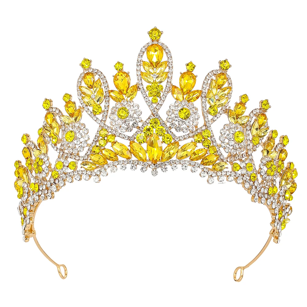 ​ تيارا زفاف من حجر الراين الملكي الملكي وغطاء رأس للولائم الكريستالية للسيدات ​ إكسسوار شعر تاج الزفاف لحفلات المهرجانات للنساء