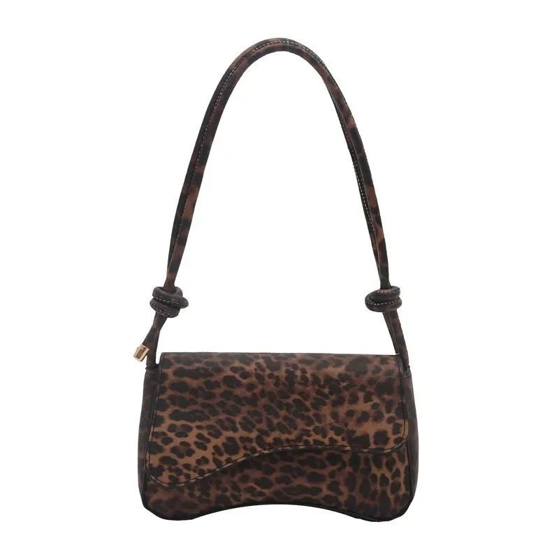 Leopard Print Small Square Bag Retro European American Style Casual Portable Shoulder Crossbody Bag for Women Fashionable view 5