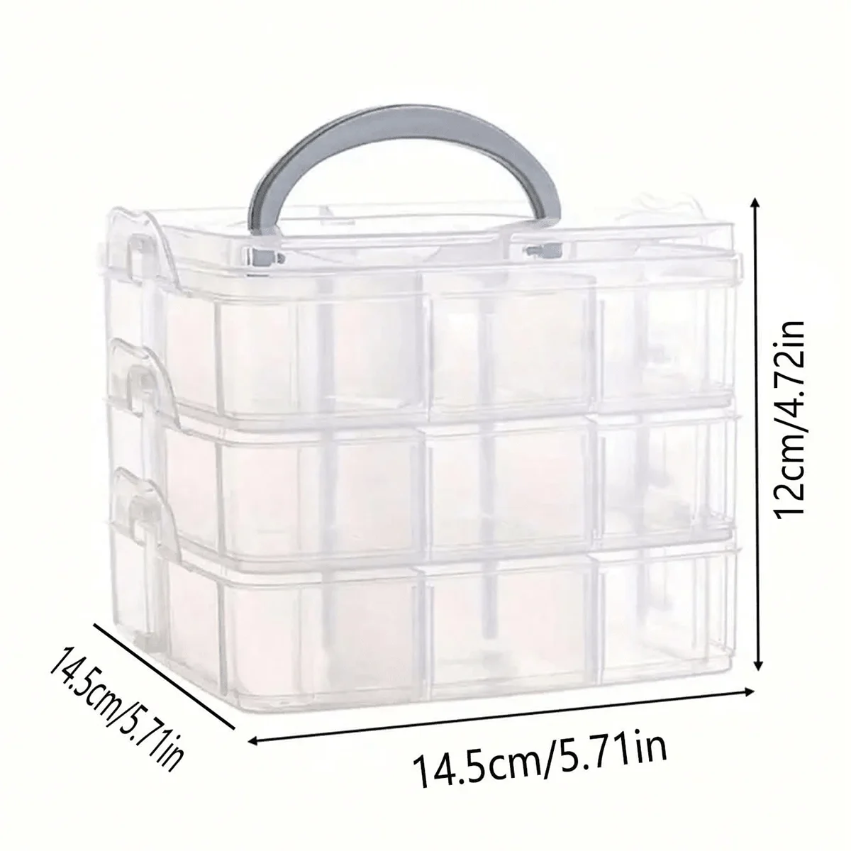 3 Tier 18-Grid Transparent Adjustable Stackable Compartment Slot Plastic Storage Box For Organizing Toys Jewelry Accessories