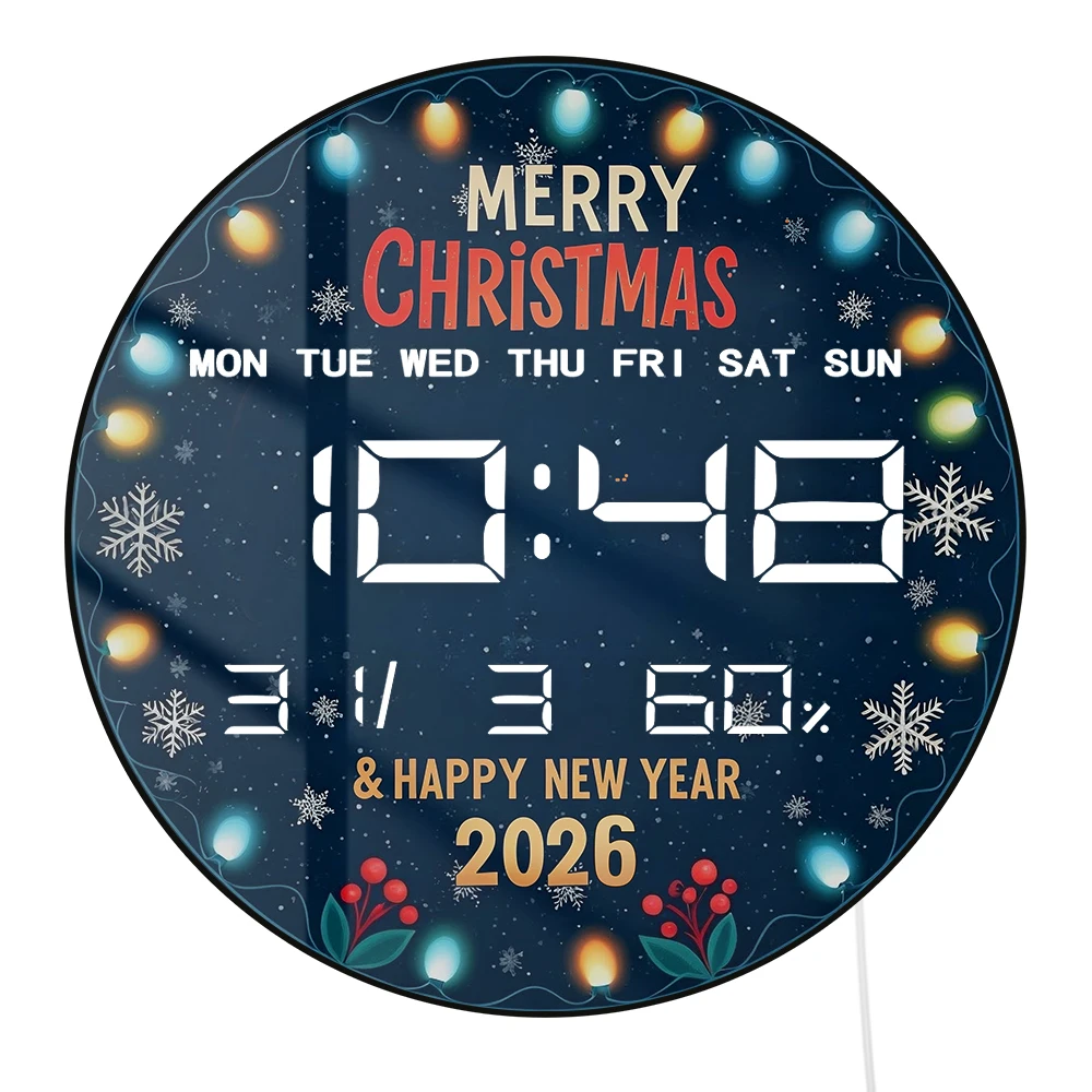 Merry Christmas Modern Design Digital Clock Wall Desk Use Happy New Year Home Decor Electronic Wall Clock Large Numeric Display