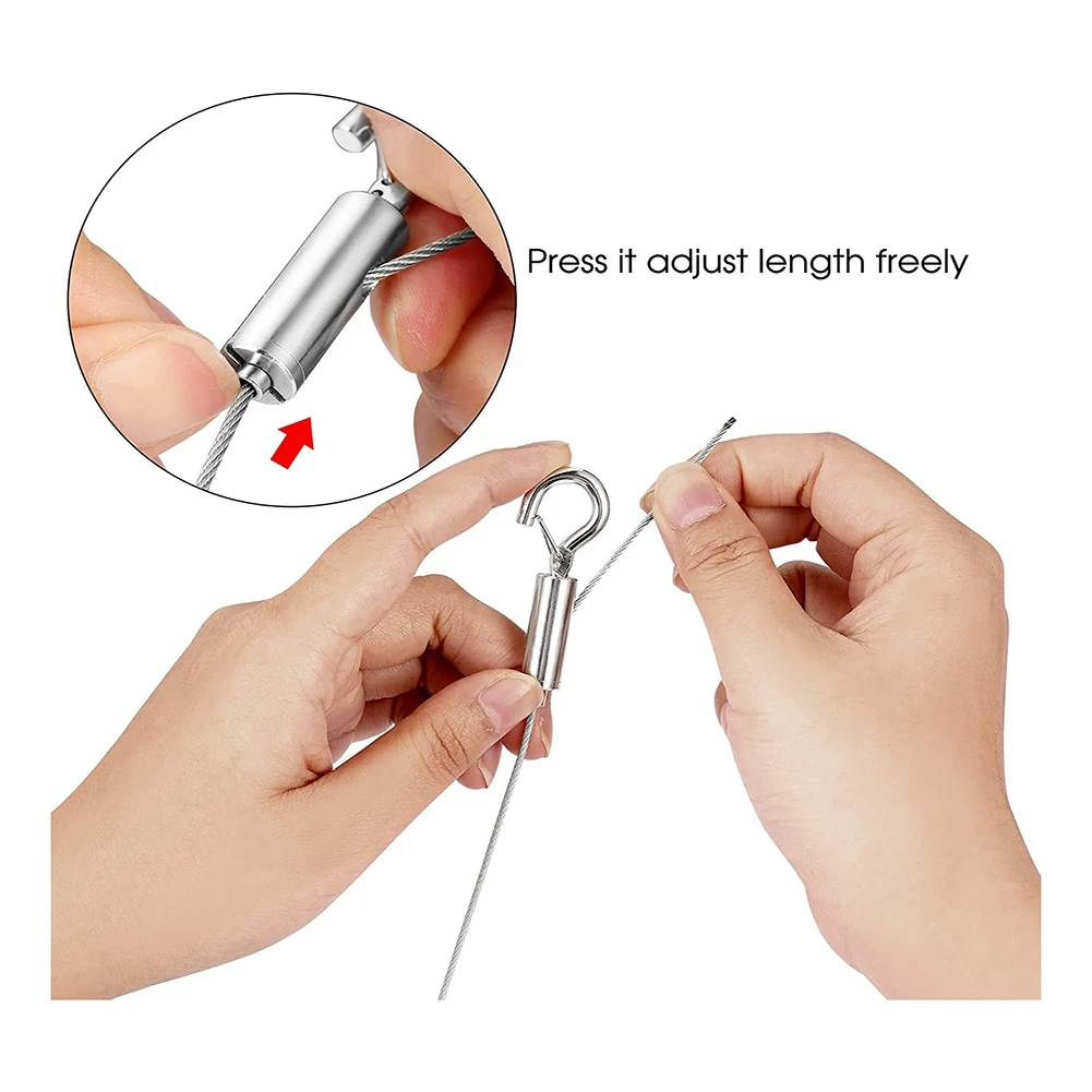 ABGR-6 pezzi di fune metallica in acciaio inossidabile resistente, filo per appendere quadri regolabile da 2 m per lampada a sospensione hardware a specchio