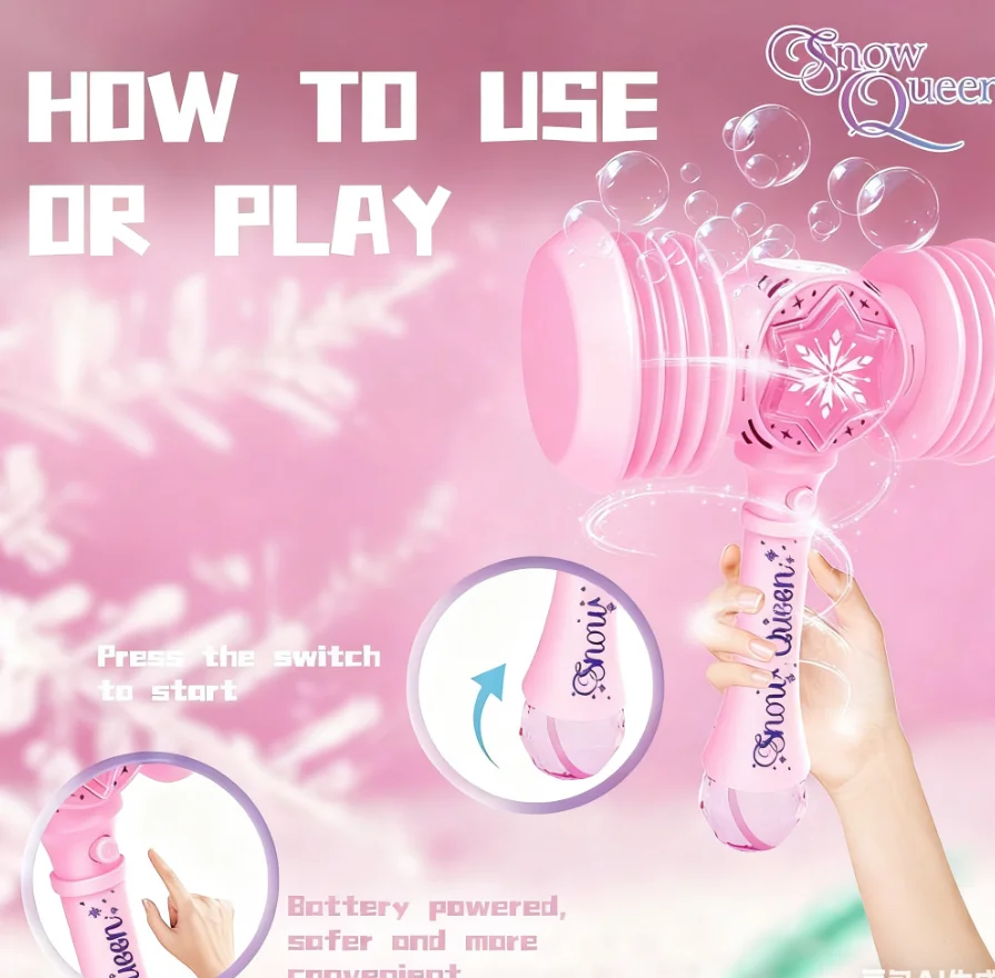 Koningin Prinses Hamer Bubble Wand LED-verlichting, zachte hamerkop, multifunctioneel speelgoed voor leuk spelen voor kinderen