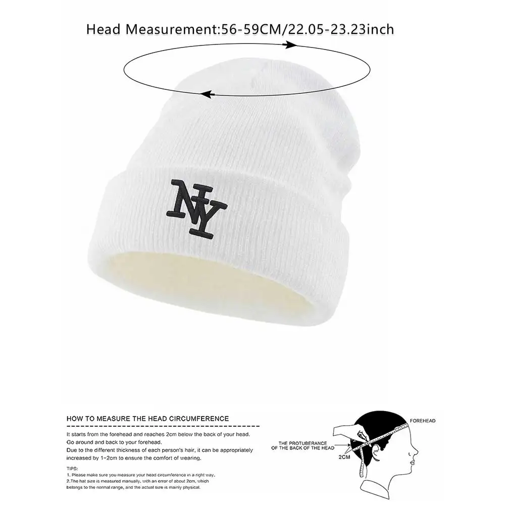 1 SZT. Haftowana czapka NY, modna, ciepła, dzianinowa, odpowiednia zarówno dla mężczyzn, jak i kobiet, idealna do codziennych stylizacji, perfekcyjny prezent.