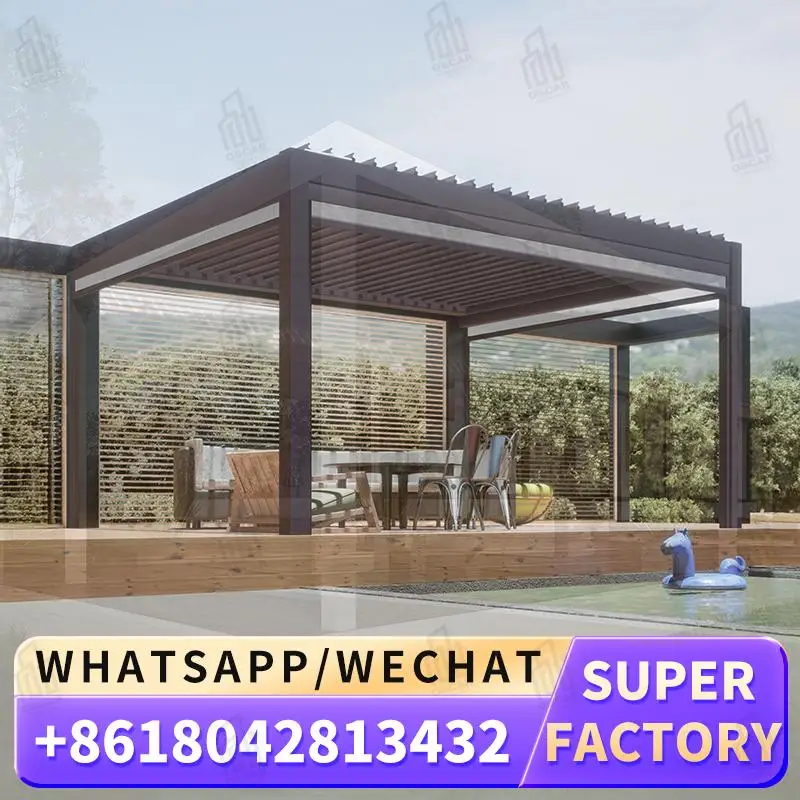 

Wholesale Modern Aluminum Outdoor Gazebo Pavilion with Curtains Suitable for Chinese Gardens Backyards Patios Louver Pergola