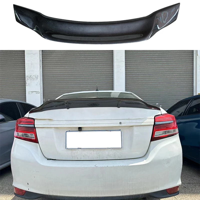 

For Toyota Vios 2014-2017 Yaris 100% Real Carbon Fiber Gloss Black High Quality Rear Spoiler Trunk Lid Diffuser JDM R Stylg