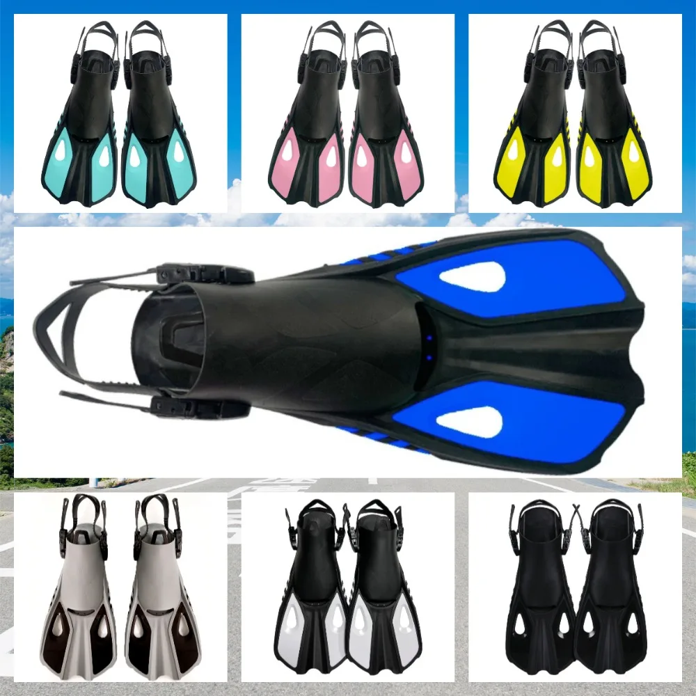 

Duck Webs Snorkel Fins Open Heel Silicone Short Diving Frog Shoes Travel Size Adjustable Buckles Swim Flippers Adult Men Women