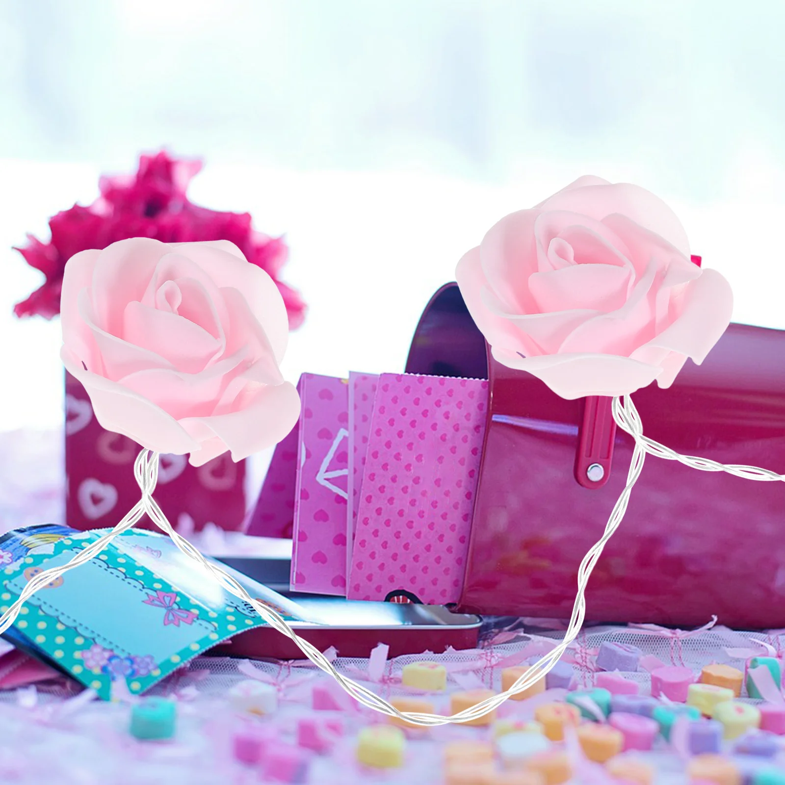 Operated Rose String Light 20 LEDs Rose Flower Fairy Light Romantic Rose Lamp Flower String Light