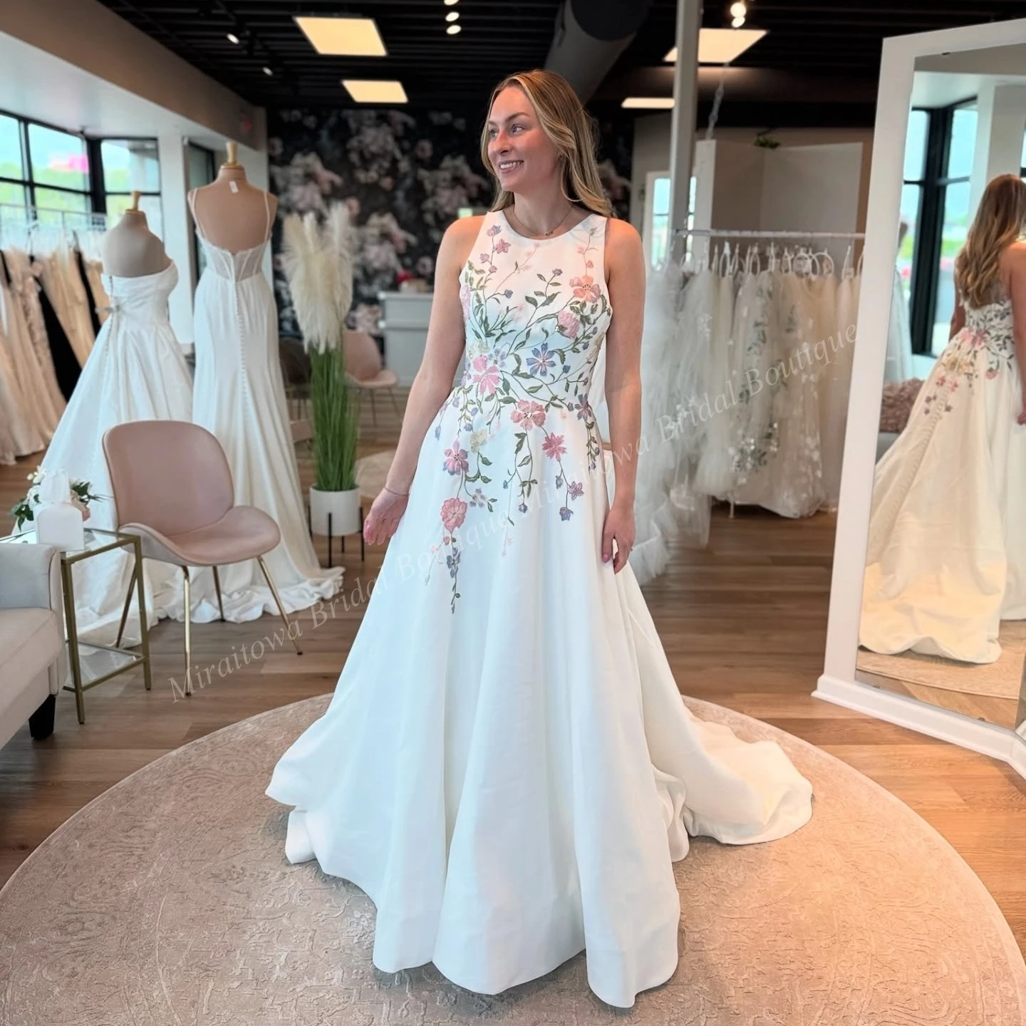 정원 야외 결혼식 드레스 봄 축하 다채로운 3D 꽃 성 신부 리셉션 약혼 가운 신부 맞춤