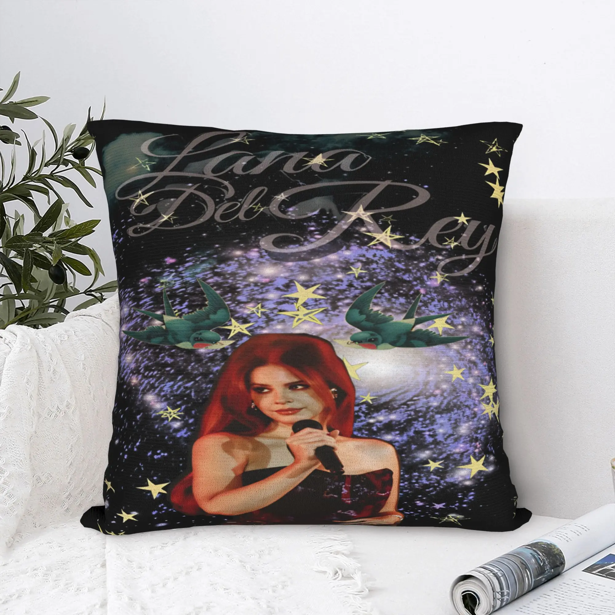 Lana Del Rey Singer Lizzy Grant  Pillowcases  Retro Trendy Pillow Case For Sofa Couch Bed Living Room Graphic Pillow Cover