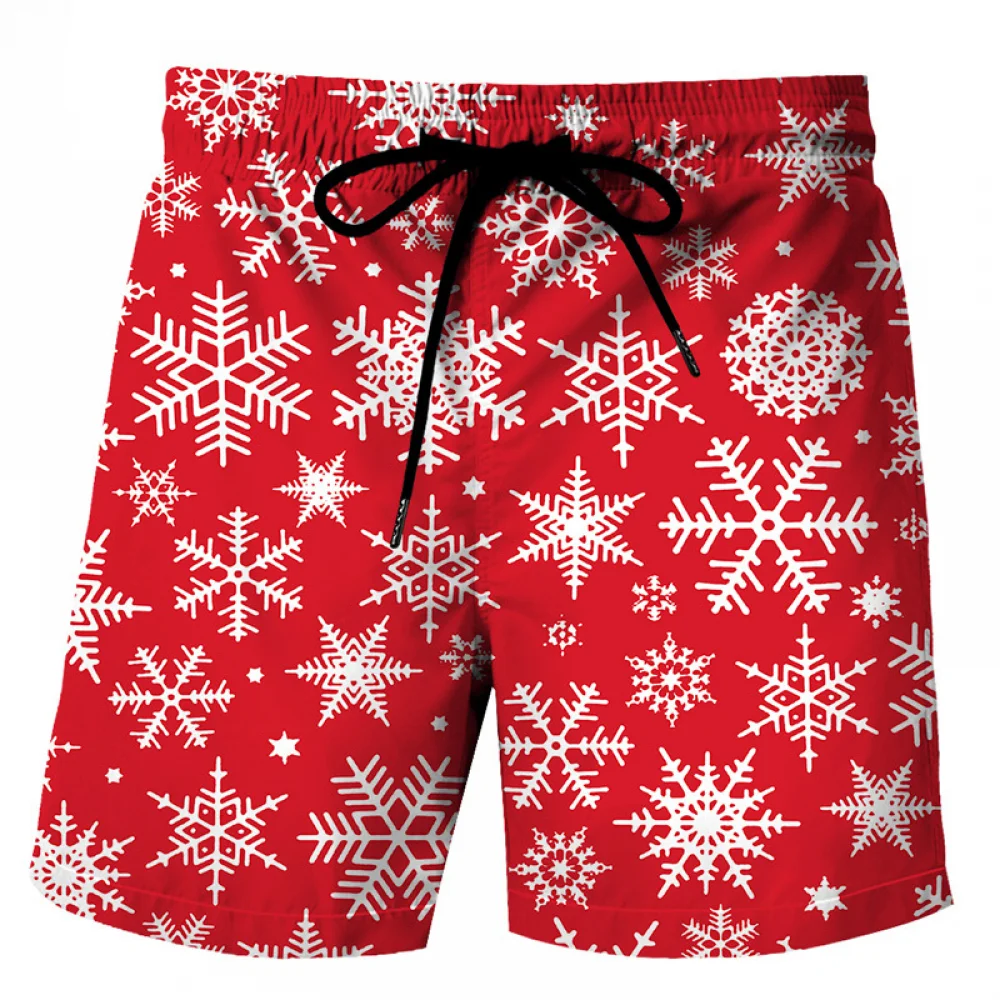 Christmas Mens Beach Pants Quick Dry Swim Trunks with Mesh Lining Summer Men Board Shorts Bathing Suits Briefs Gym Pants