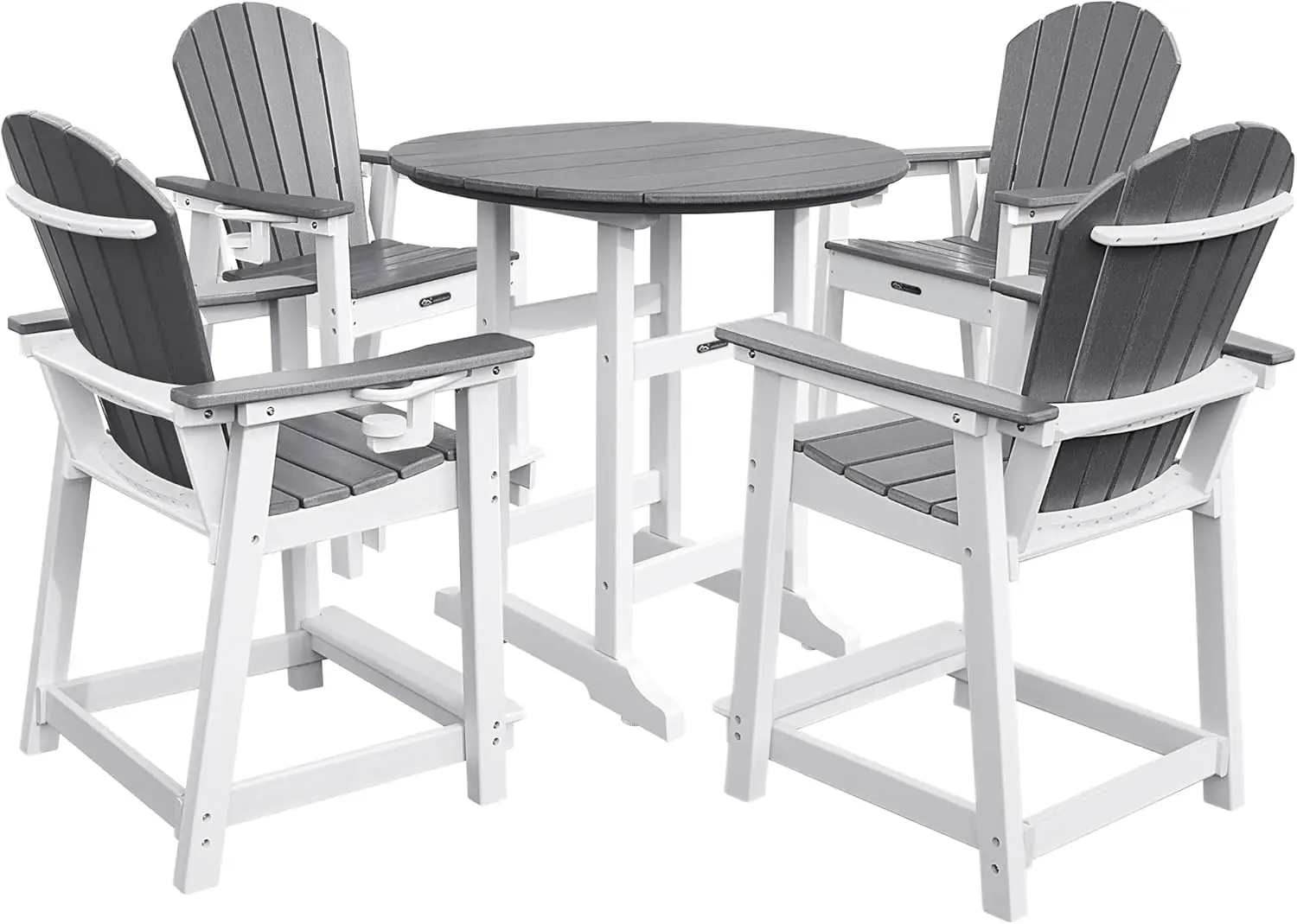 

Chairs Patio Bar Tables Set of 5 Weather Resistant 35 Round Outdoor Bar Barstools Plastic Height
