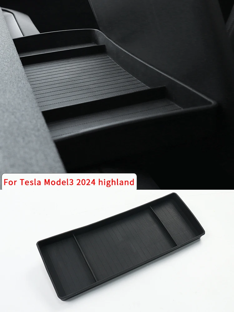 Per Tesla Model 3 Highland 2024 schermo di controllo centrale portaoggetti posteriore vassoio in TPE scatola portaoggetti per cruscotto accessori