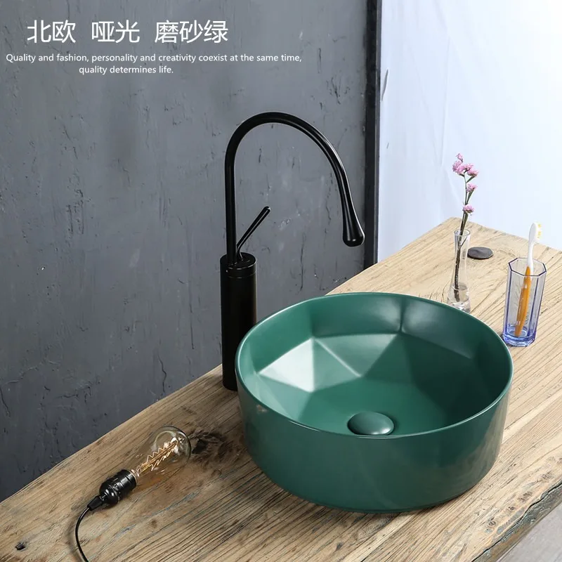 Nordic Diamond Green Matte Ceramic Counter  Small  Art