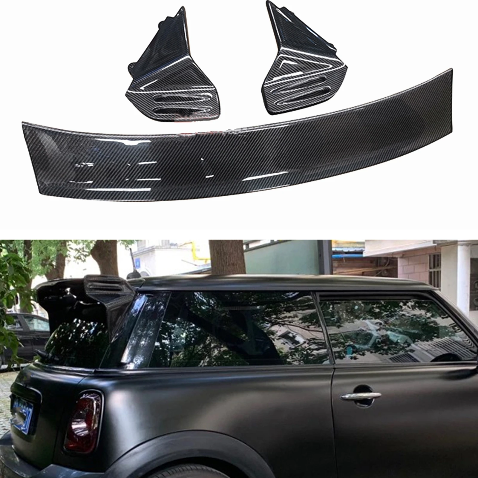 Rear Roof Spoiler Wing For Mini Cooper S R55 R56 R57 R58 R59 2007-2014 Carbon Fiber Car Trunk Lid Window Upper Splitter Lip Flap