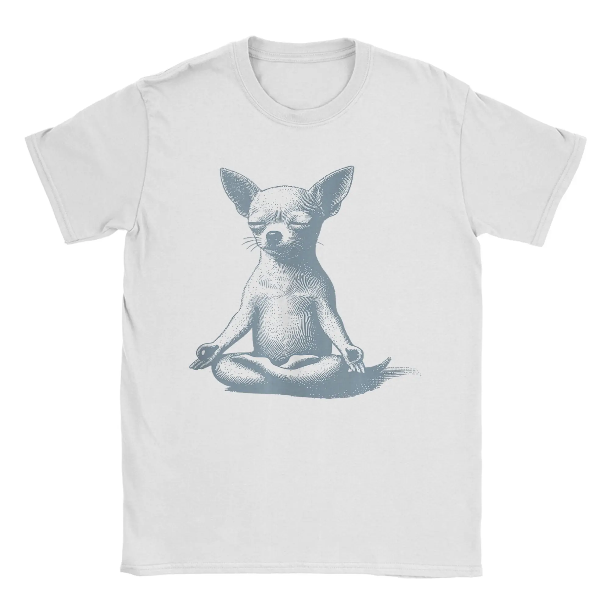 

Men T-Shirt Chihuahua Yoga Meditation Humorous Cotton Tees Short Sleeve T Shirts Round Collar Clothes Plus Size