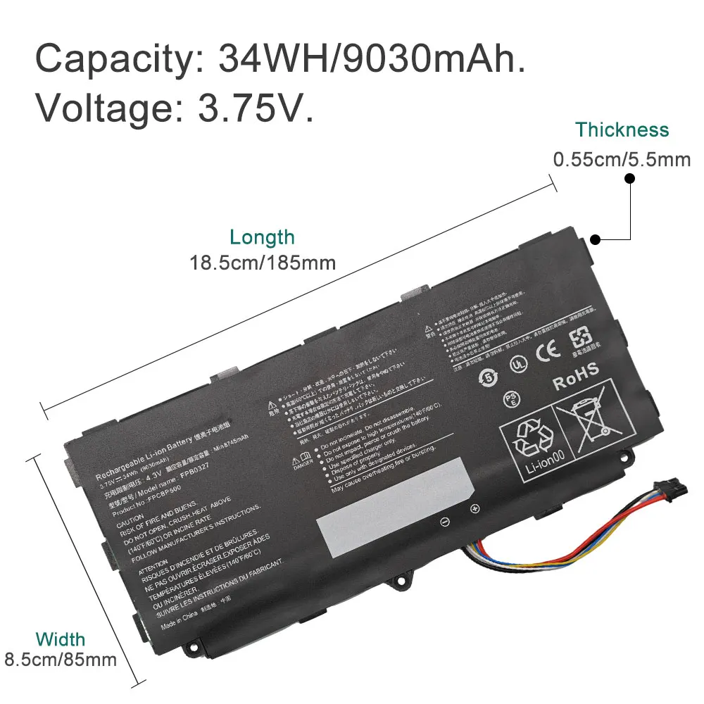 BOTODA FPB0327 FPCBP500 Laptop Battery 3.75V 34Wh 9030mAh for Fujitsu Arrows Tab Q506 Q507 Q508 CP695045-01 CP731923-01