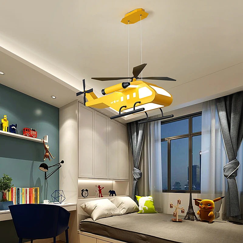 Modern led ceiling lights for Kids Children baby Bedroom Cattoon aircraft Creative Ceiling Lamp Yellow green boys girls Room