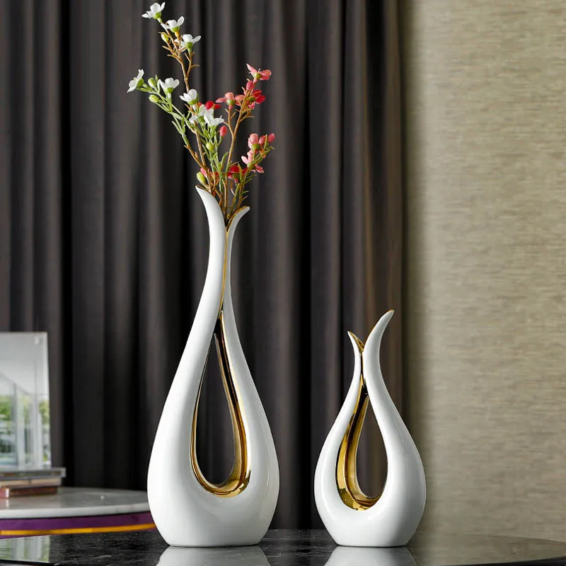 Ceramic Vase Gilded Arrangement Container Room Decor Hydroponic Ware Dining Table