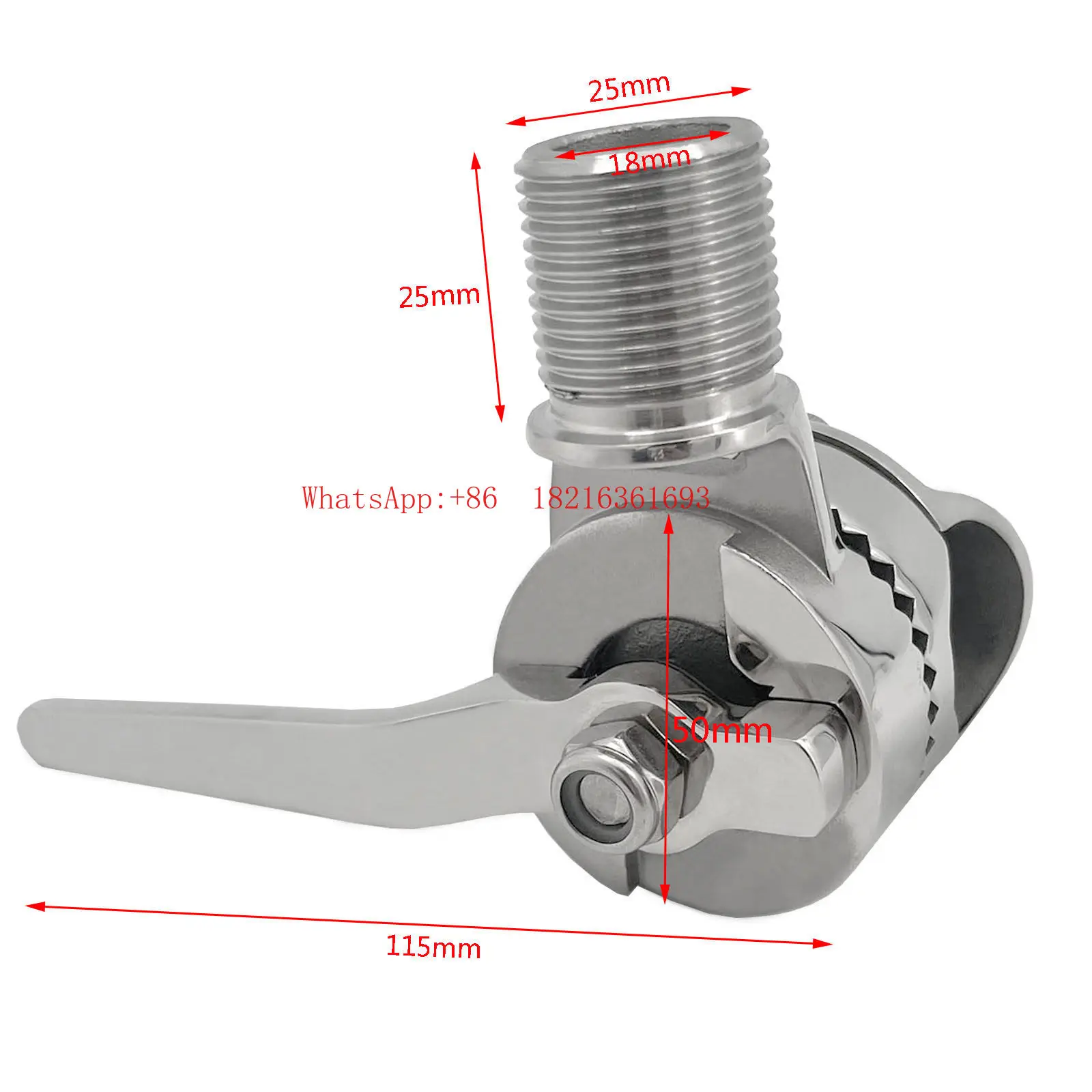 Stainless Steel 316 Pipe Clamp Antenna Base 1 Inch Threaded Marine Antenna Base Marine Yacht Parts