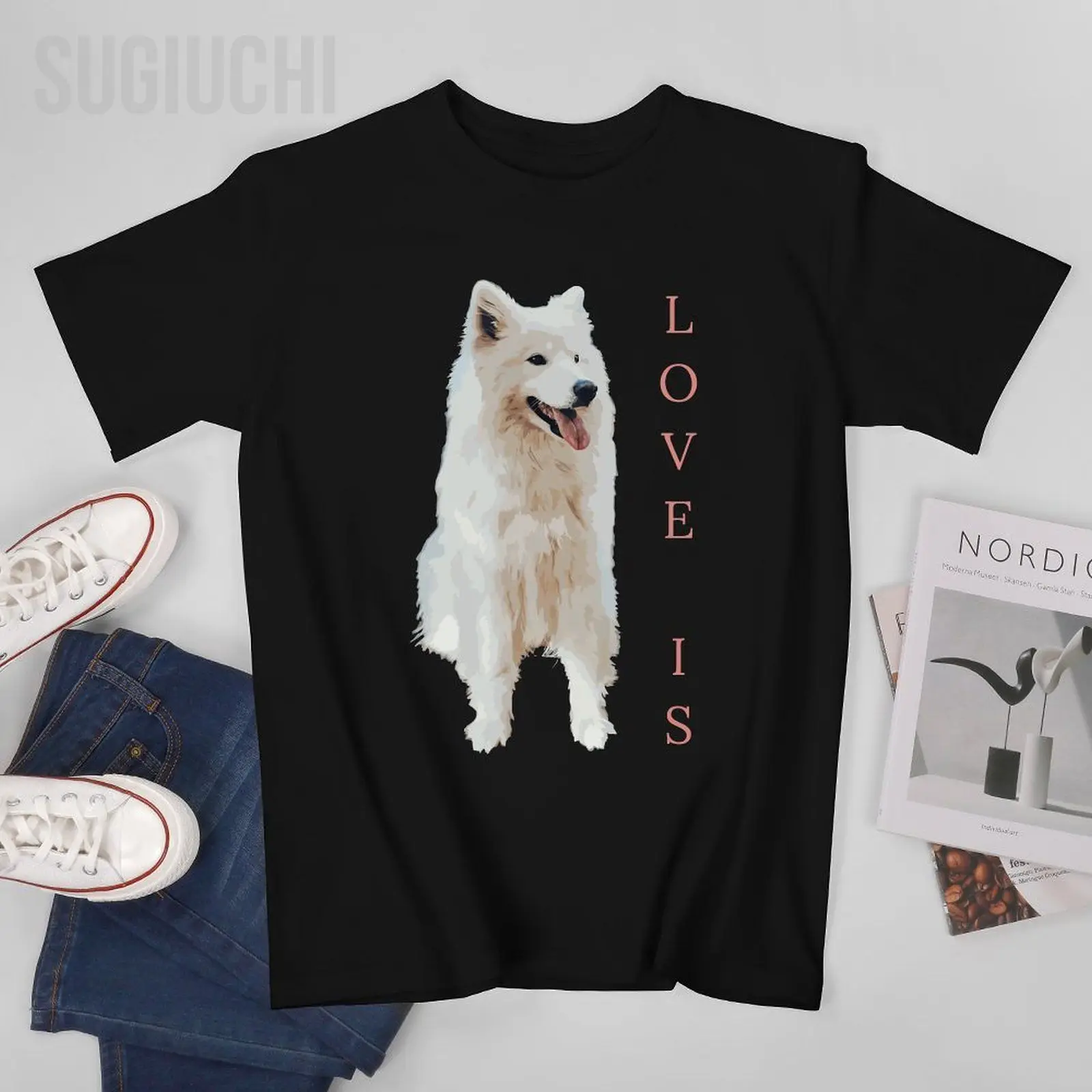 Unisex Men Samoyed Dog Mom Dad Love Pet Gift Tshirt Tees T Shirts Women Boys 100% Cotton T-Shirt