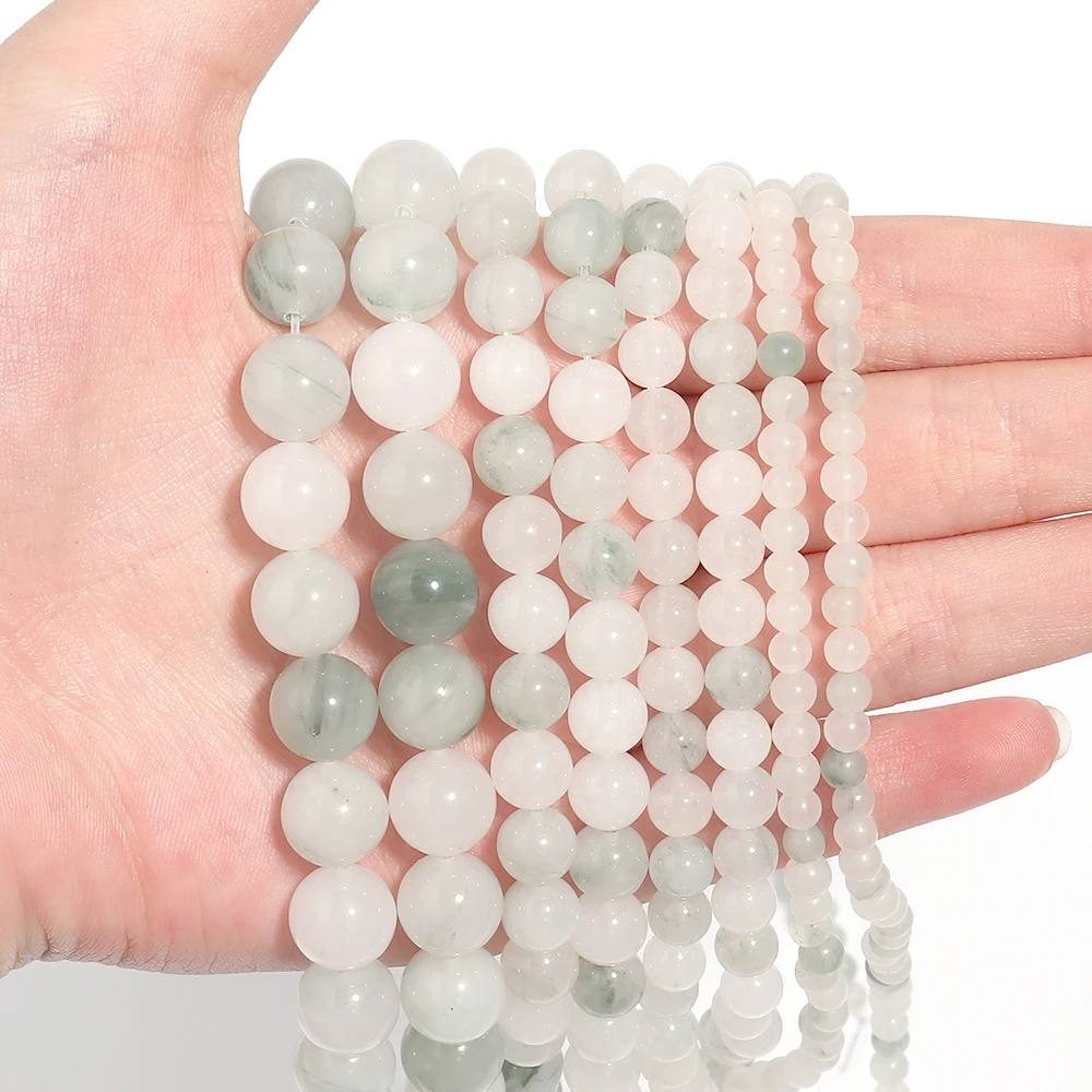 1 Strand Tianshan Jades Natural Stone Beads Round Loose Spacer Stone Beads for DIY Jewelry Making Bracelets Necklace Accessories
