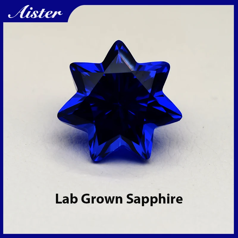 

Royal Blue Lab Grown Sapphire Loose Gemstones Heptagram Shape 8x8mm with AGL Certificate for Making Jewelry
