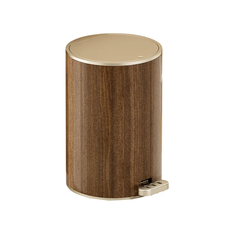 Living room trash can, household high-end bathroom, toilet foot stepping elastic cover, double open retro wind trash can plastic