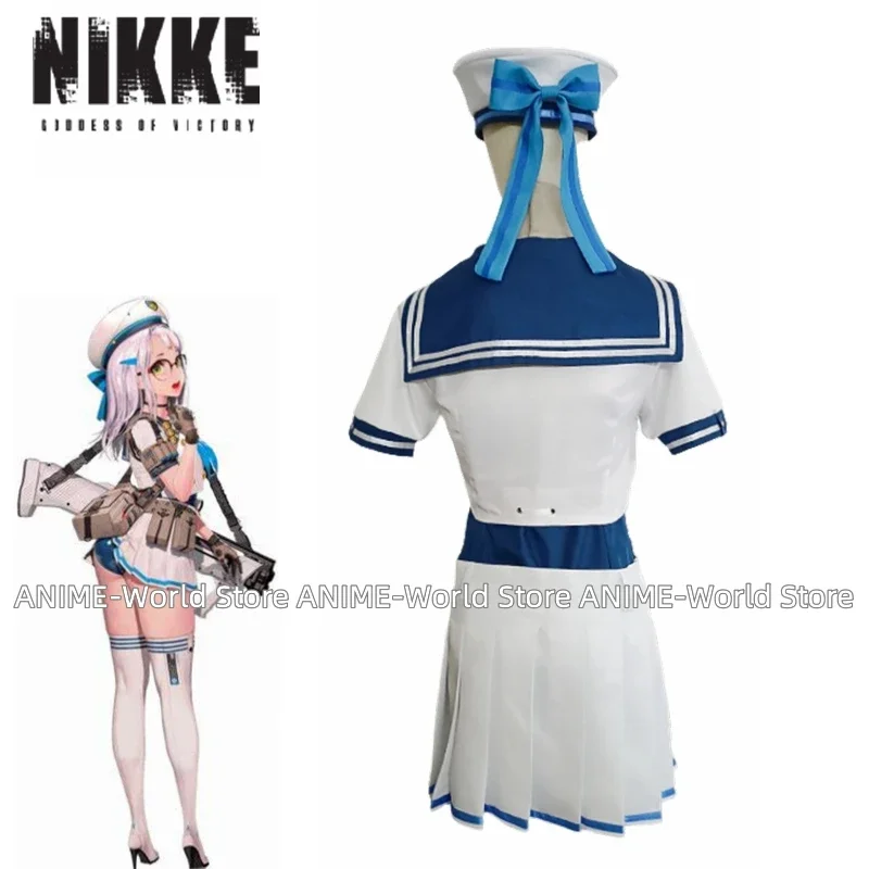 NIKKE-A Deusa da Vitória Neon Cosplay Traje, Uniforme Fato Marinheiro, Roupas de Mulher, Peruca Sexy, Vestido