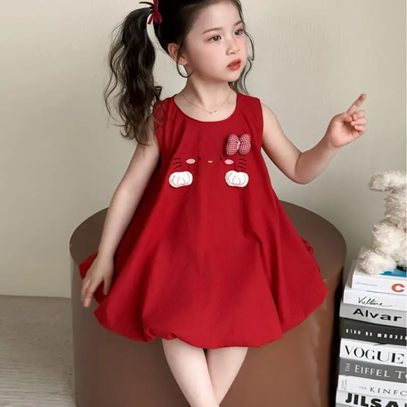 

Girls' Vest Dress Summer Outfit New Children's Princess Dress Girls Stylish Short Sleeved Pumpkin Group Fashion A-Line T-Shirt