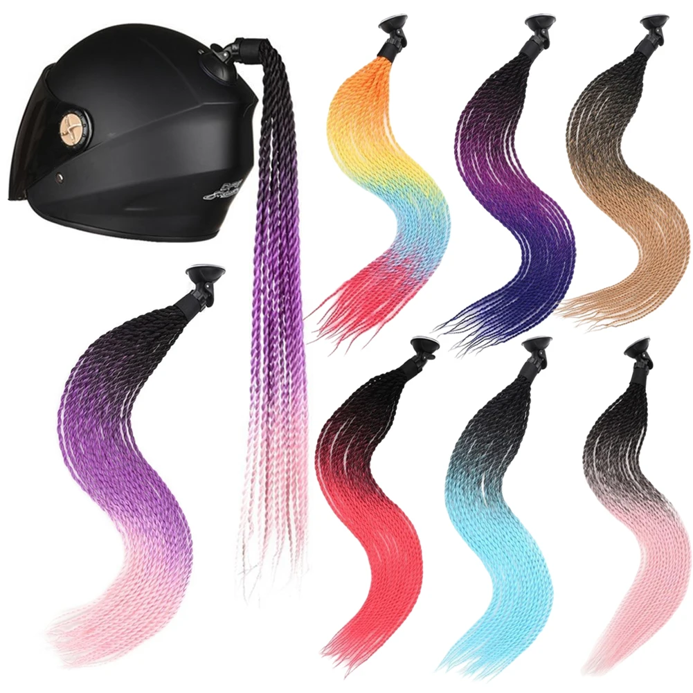 1Pc Motorcycle Helmet Braids Wig Multicolor Loose Wig Ponytail Braid Motorbike Helmet Pigtails Decoration Dual Pigtail Ponytail