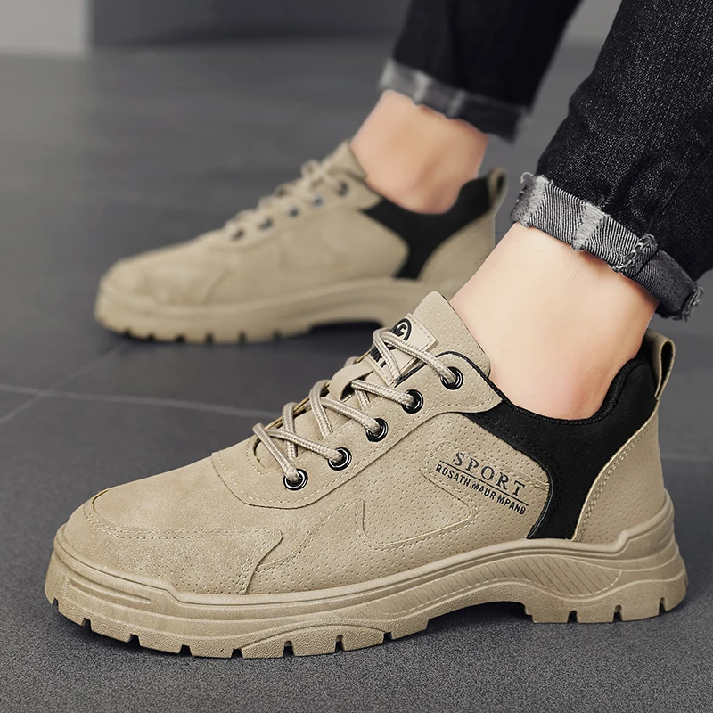 STRONGSHEN Men Work Tooling Shoes Anti-slip Wearable Casual Shoes Outdoor Mountaineering Travel Sports Sneakers Tenis Masculino