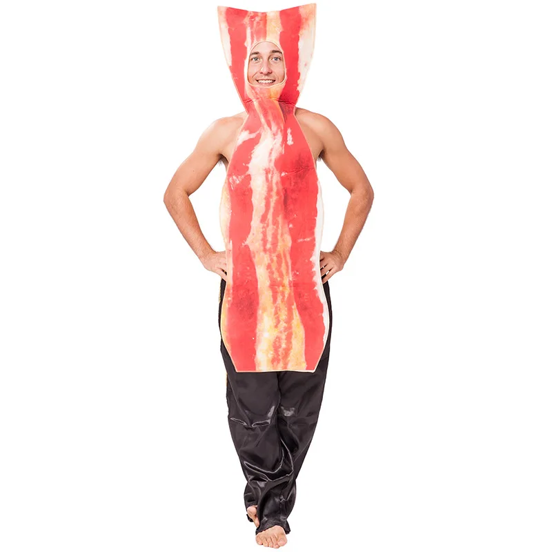 Grappig Eten Tuniek Halloween Kostuum Baconic Mannen Bacon Cosplay Carnaval Party Kostuum Volwassen Kerst Cosplay Kostuum