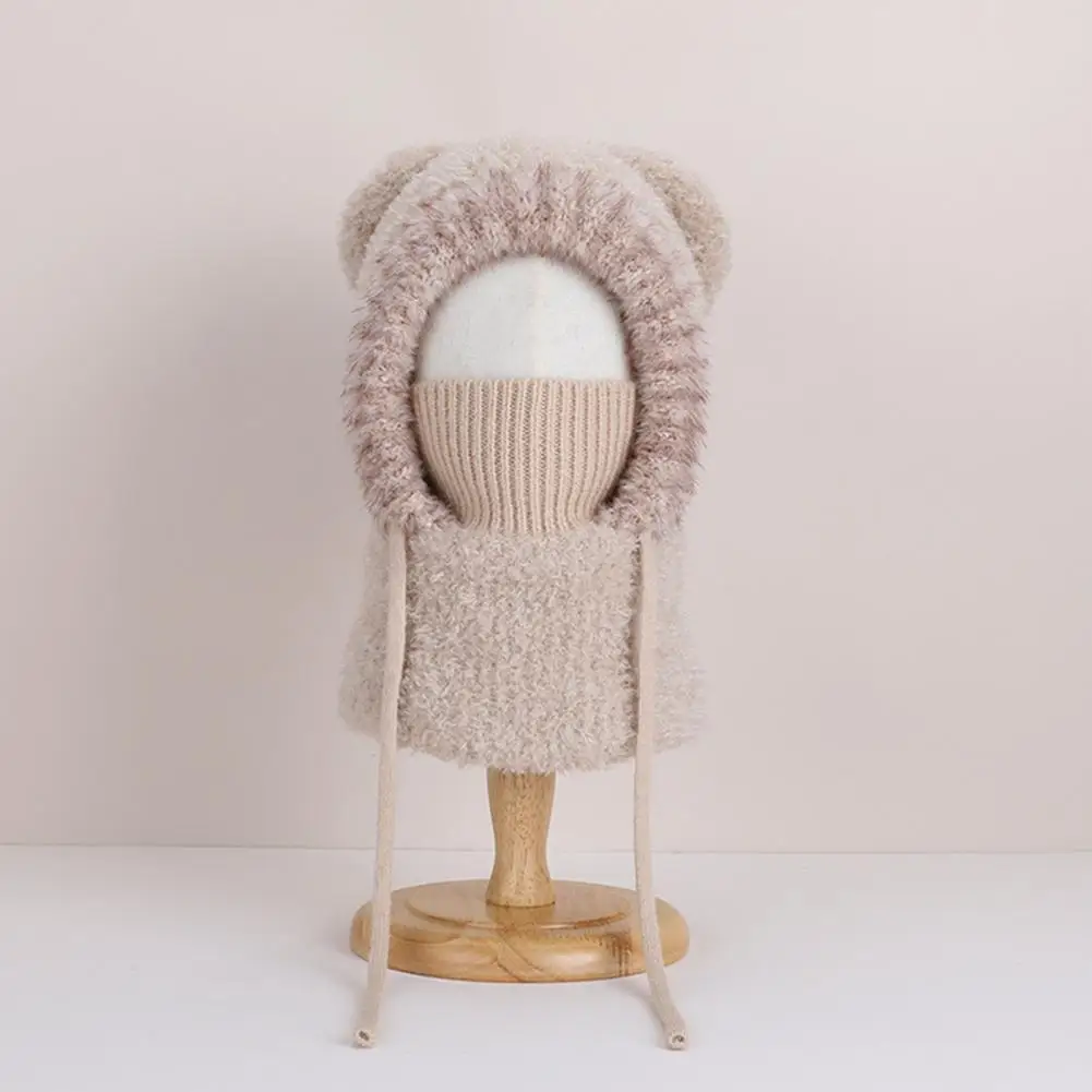 Children Hat Plush Bear Ear Styling Warm Windproof Winter Hat with Face Guard Neckerchief Function Vertical Headgear Warm 2025