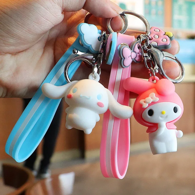 Hello Kitty Cinnamon Dog Anime Keychain Doll My Melody Key Chains Kuromi Small Pendant Sanrio Phone Bag Accessories Girls Gifts