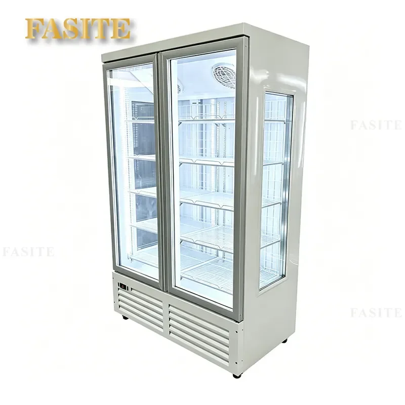 For Flower Shop Full Screen Display Cabinet Air Cooled Frost Free Commercial Double Door Refrigerated Fresh Keeping Unit